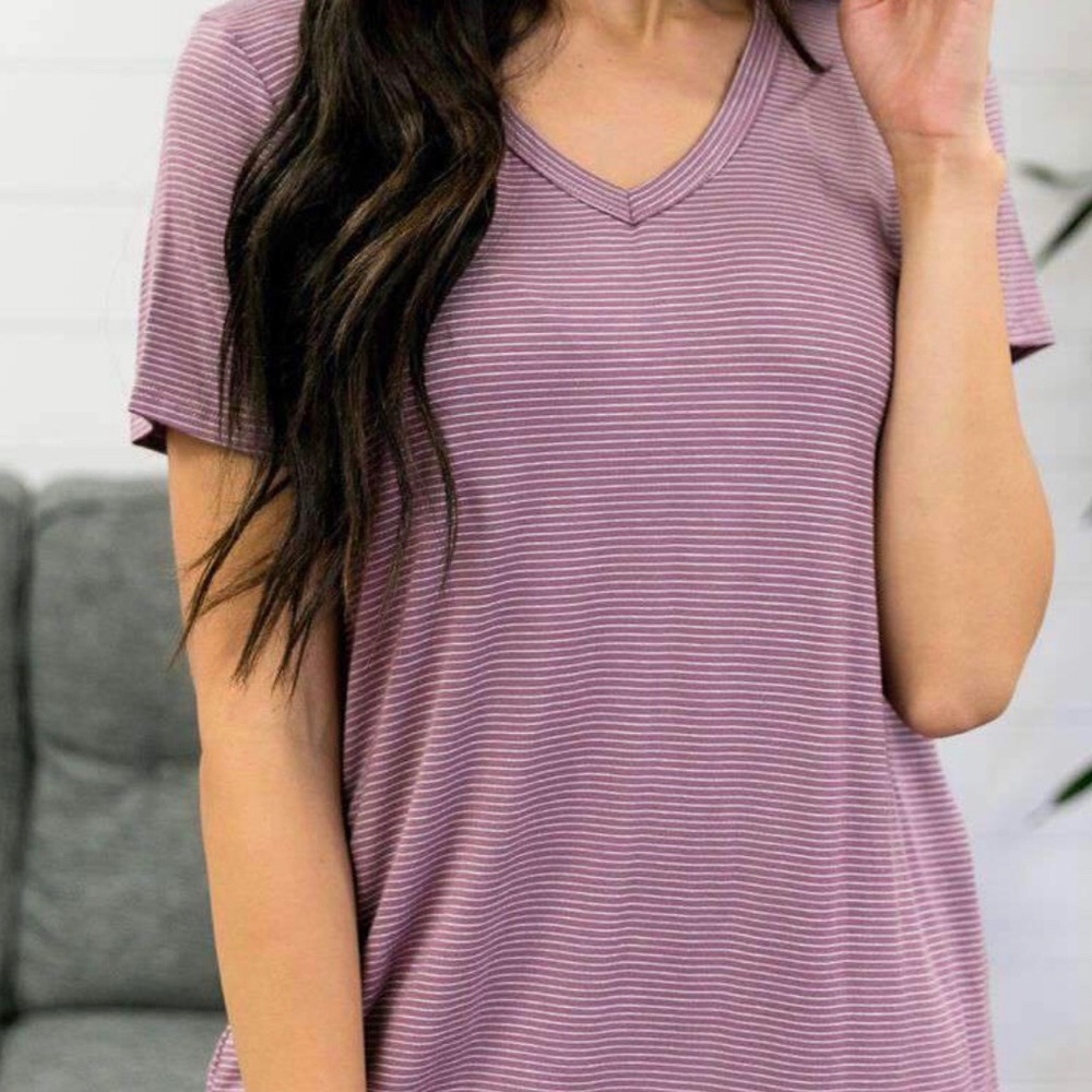 Subtle Striped V-neck tee